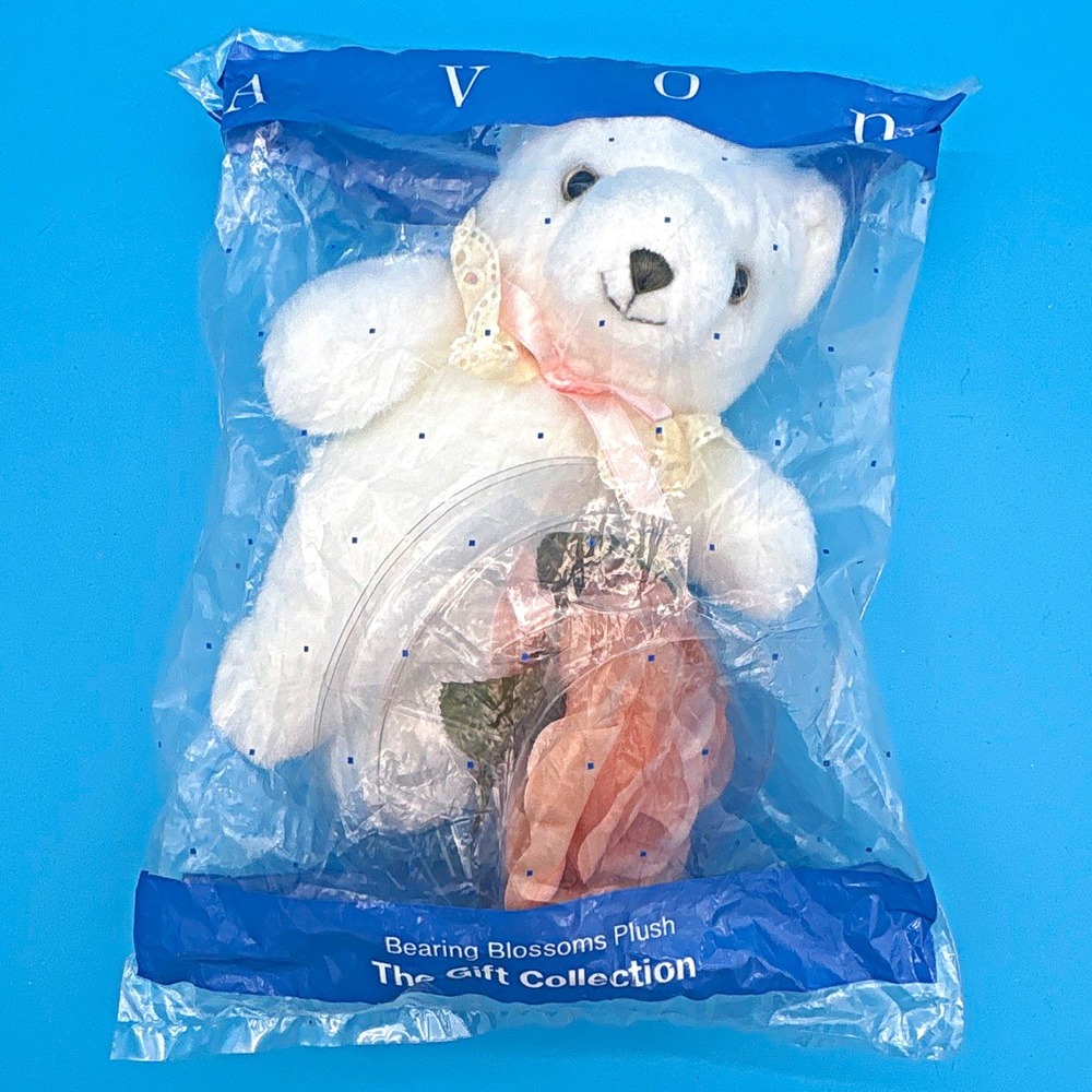 Vintage Avon Bearing Blossoms Plush Teddy Bear Pink Corsage Sealed New Old Stock